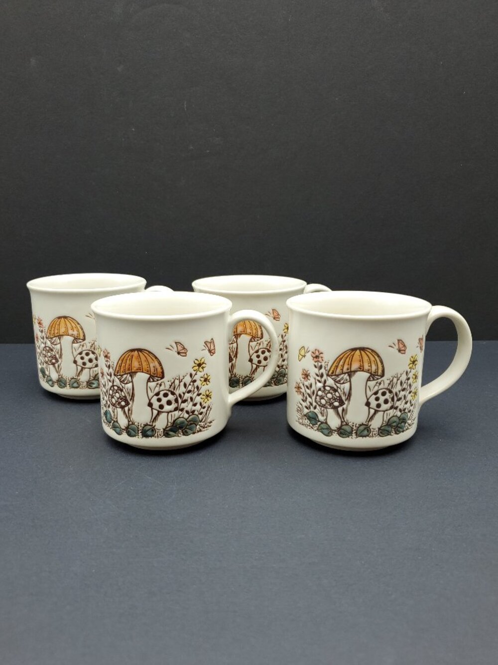 Mushroom Mugs Embossed Mushrooms Flowers Butterflies Teacups Small Coffee Cups